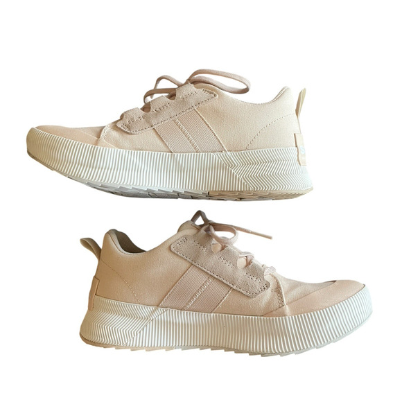 SOREL Out N About III Women Size 9 Peach Low Waterproof Canvas Platform Sneakers - Picture 5 of 9
